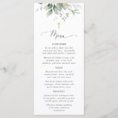 Greenery, Eucalyptus Leaves, Boho, Baptism Menu Menükarte (Vorderseite)