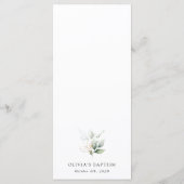 Greenery, Eucalyptus Leaves, Boho, Baptism Menu Menükarte (Rückseite)