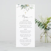 Greenery, Eucalyptus Leaves, Boho, Baptism Menu Menükarte (Stehend Vorderseite)