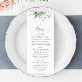 Greenery, Eucalyptus Leaves, Boho, Baptism Menu Menükarte