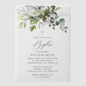 Greenery, Eucalyptus Leaves, Boho, Baptism Pergament Einladungen (Vorderseite)