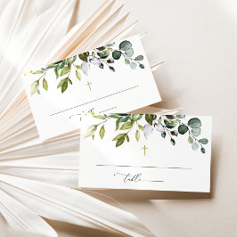 Greenery, Eucalyptus Leaves, Boho, Baptism Platzkarte