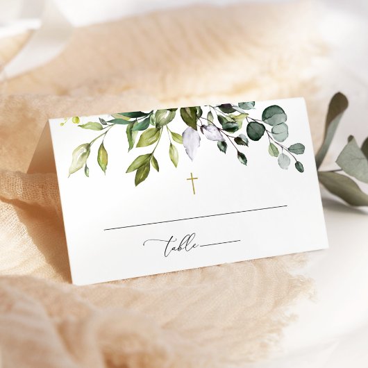 Greenery, Eucalyptus Leaves, Boho, Baptism Platzkarte
