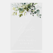 Greenery, Eucalyptus Leaves, Boho, Baptism Welcome Acrylschild (Vorderseite)