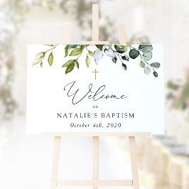 Greenery, Eucalyptus Leaves, Boho, Baptism Welcome Gartenschild
