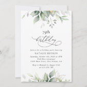 Greenery, Eucalyptus Leaves, Boho, Birthday Einladung (Vorderseite)
