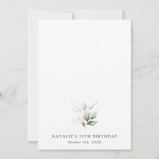 Greenery, Eucalyptus Leaves, Boho, Birthday Einladung (Rückseite)