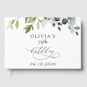 Greenery, Eucalyptus Leaves, Boho, Birthday Gästebuch (Vorderseite)