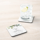 Greenery, Eucalyptus Leaves, Boho, Birthday Getränkeuntersetzer (Rechte Seite)