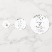 Greenery, Eucalyptus Leaves, Boho, Birthday Konfetti (Rückseiten)