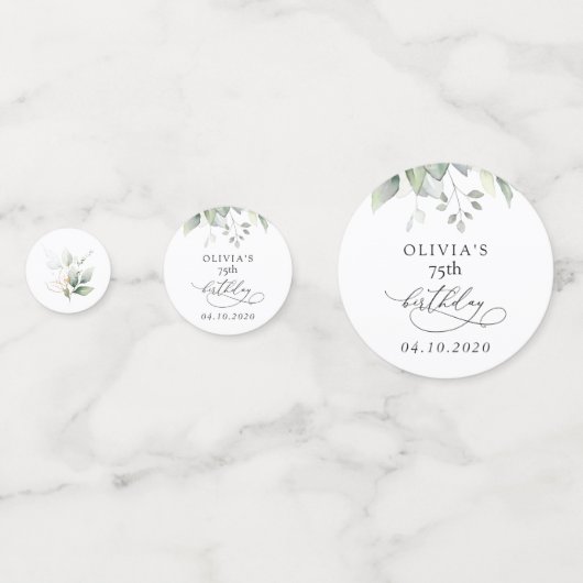 Greenery, Eucalyptus Leaves, Boho, Birthday Konfetti (Rückseiten)