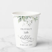 Greenery, Eucalyptus Leaves, Boho, Birthday Pappbecher (Rückseite)