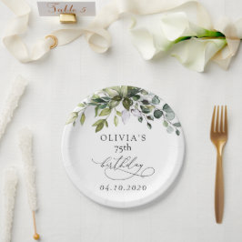 Greenery, Eucalyptus Leaves, Boho, Birthday Pappteller