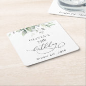 Greenery, Eucalyptus Leaves, Boho, Birthday Rechteckiger Pappuntersetzer (angewinkelt)