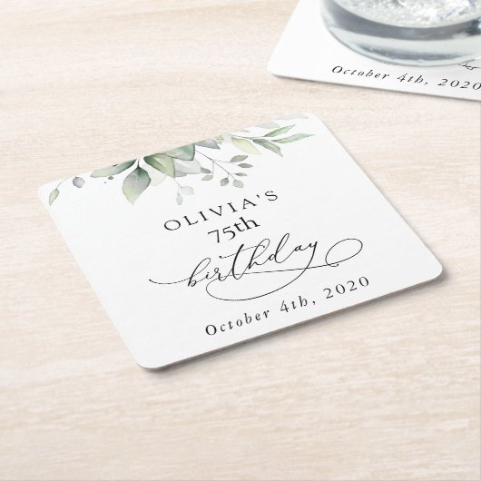 Greenery, Eucalyptus Leaves, Boho, Birthday Rechteckiger Pappuntersetzer (angewinkelt)