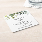 Greenery, Eucalyptus Leaves, Boho, Birthday Rechteckiger Pappuntersetzer (angewinkelt)