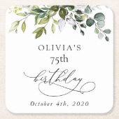Greenery, Eucalyptus Leaves, Boho, Birthday Rechteckiger Pappuntersetzer (Vorderseite)