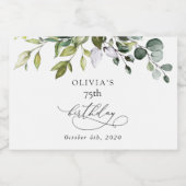Greenery, Eucalyptus Leaves, Boho, Birthday Schaumweinetikett (Einzelnes Label)