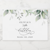 Greenery, Eucalyptus Leaves, Boho, Birthday Schaumweinetikett (Einzelnes Label)