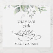 Greenery, Eucalyptus Leaves, Boho, Birthday Schaumweinetikett (Einzelnes Label)