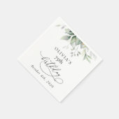 Greenery, Eucalyptus Leaves, Boho, Birthday Serviette (Ecke)