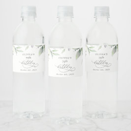 Greenery, Eucalyptus Leaves, Boho, Birthday Wasserflaschenetikett