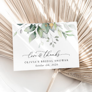 Greenery, Eucalyptus Leaves, Boho, Bridal Shower Dankeskarte