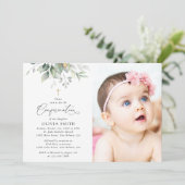 Greenery, Eucalyptus Leaves, Boho, Confirmation Einladung (Stehend Vorderseite)