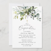 Greenery, Eucalyptus Leaves, Boho, Confirmation Einladung (Vorderseite)