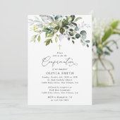 Greenery, Eucalyptus Leaves, Boho, Confirmation Einladung (Stehend Vorderseite)