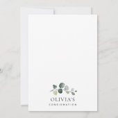 Greenery, Eucalyptus Leaves, Boho, Confirmation Einladung (Rückseite)
