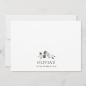Greenery, Eucalyptus Leaves, Boho, Confirmation Einladung (Rückseite)