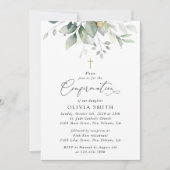 Greenery, Eucalyptus Leaves, Boho, Confirmation Einladung (Vorderseite)