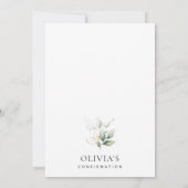 Greenery, Eucalyptus Leaves, Boho, Confirmation Einladung (Rückseite)
