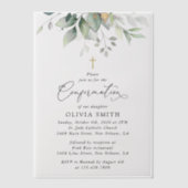 Greenery, Eucalyptus Leaves, Boho, Confirmation Pergament Einladungen (Vorderseite)