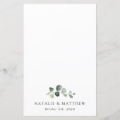Greenery, Eucalyptus Leaves, Boho, Wedding Menu (Rückseite)