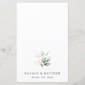 Greenery, Eucalyptus Leaves, Boho, Wedding Menu (Rückseite)