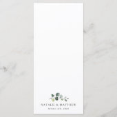 Greenery, Eucalyptus Leaves, Boho, Wedding Menu Menükarte (Rückseite)