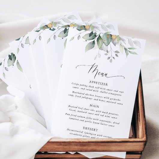 Greenery, Eucalyptus Leaves, Bridal Shower Menu