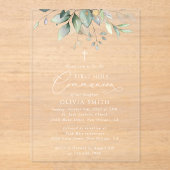 Greenery, Eucalyptus Leaves, First Holy Communion Acryleinladungen (Vorderseite)