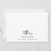 Greenery, Eucalyptus Leaves, First Holy Communion Einladung (Rückseite)
