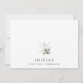 Greenery, Eucalyptus Leaves, First Holy Communion Einladung (Rückseite)