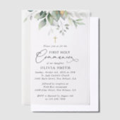 Greenery, Eucalyptus Leaves, First Holy Communion Pergament Einladungen (Versetzt)