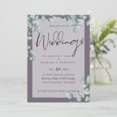 Greenery Eucalyptus Lilac Gray Wedding Invites (Stehend Vorderseite)