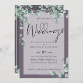 Greenery Eucalyptus Lilac Gray Wedding Invites (Vorne/Hinten)