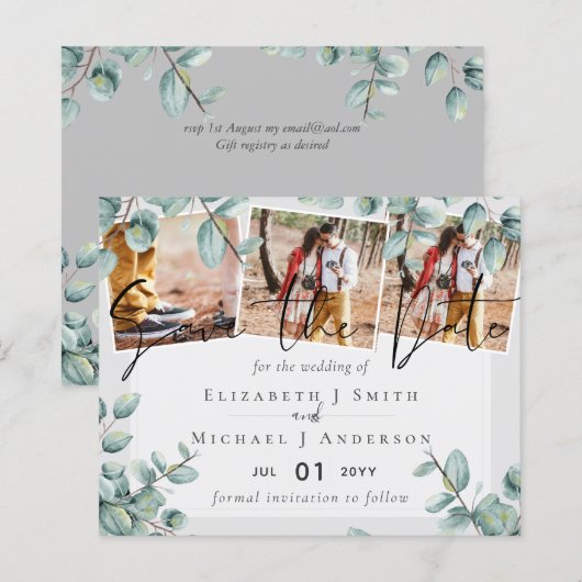 Greenery Eucalyptus Lilac Lemon Gray Wedding (Vorne/Hinten)