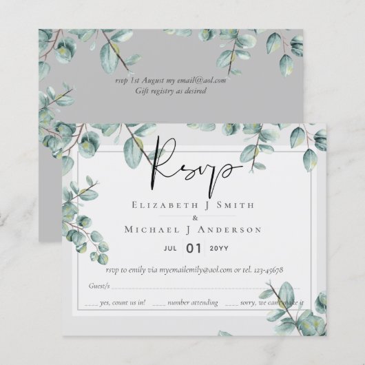 Greenery Eucalyptus Lilac Lemon Gray Wedding (Vorne/Hinten)