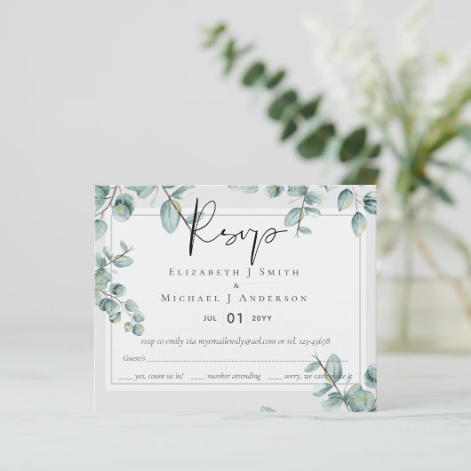 Greenery Eucalyptus Lilac Lemon Gray Wedding (Stehend Vorderseite)