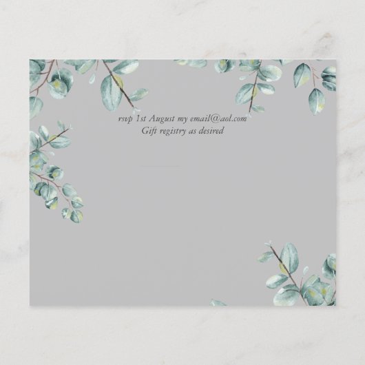 Greenery Eucalyptus Lilac Lemon Gray Wedding (Rückseite)