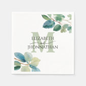 Greenery Eucalyptus Mit Monogramm Wedding Serviette (Vorderseite)